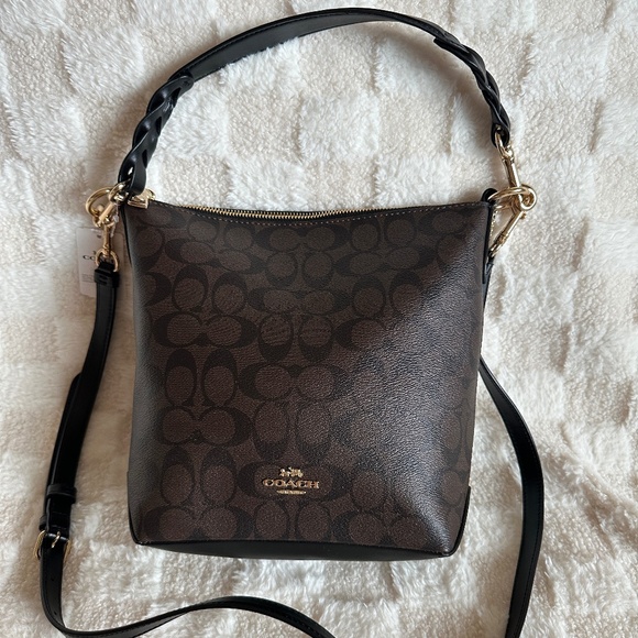 NWT! RARE! Coach F87826 Mini Abby Duffle Bag In Signature Canvas In Brown/Black - Picture 2 of 10